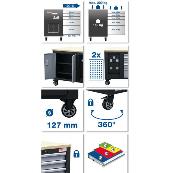 BGS 4199 Werkstattwagen professionell, mit 2 x 5 Schubladen und 1 Schrank - leer -2.jpg